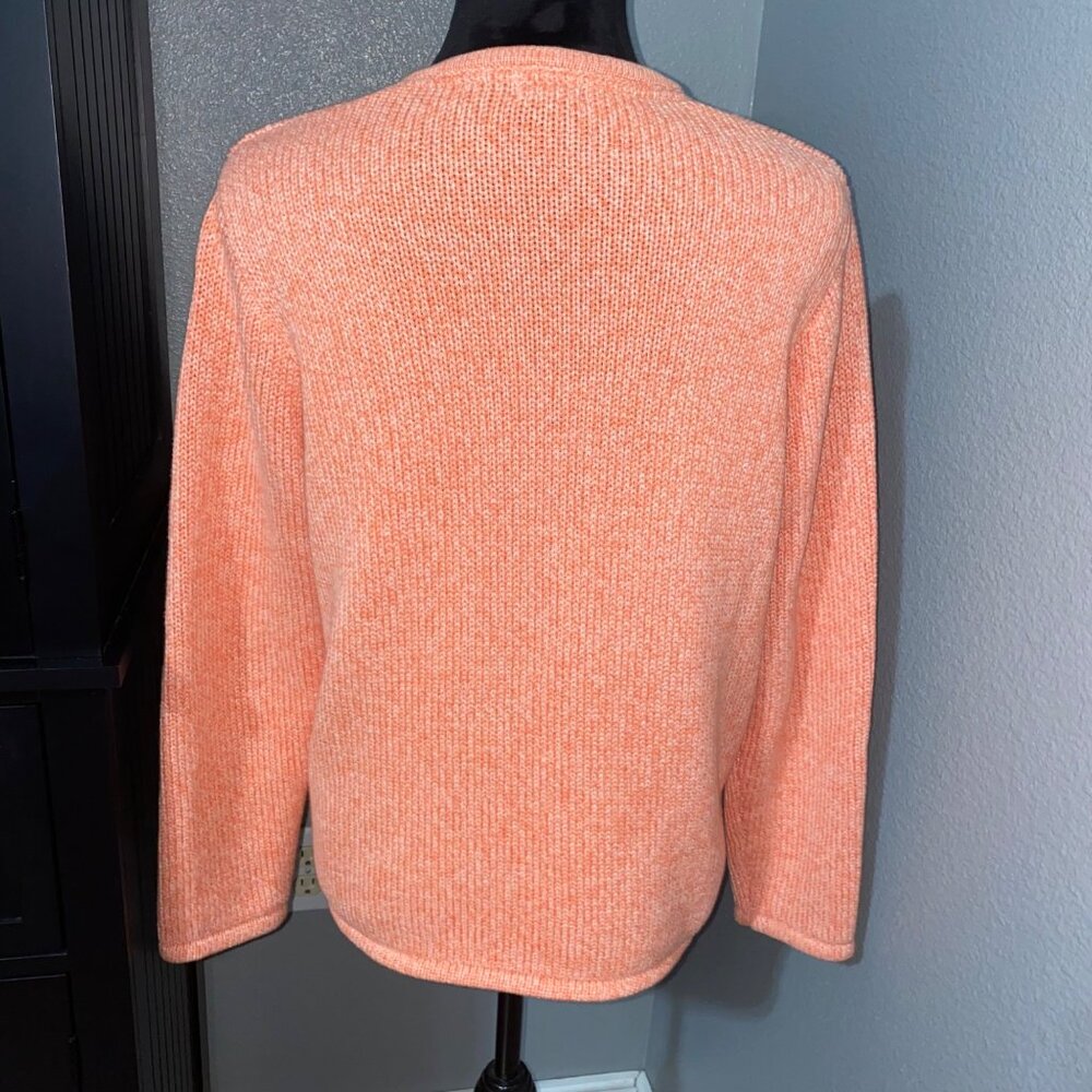 L.L. Bean Cardigan Sweater Womens L Button Front Knit Peach Salmon Classic Cozy - Picture 6 of 7